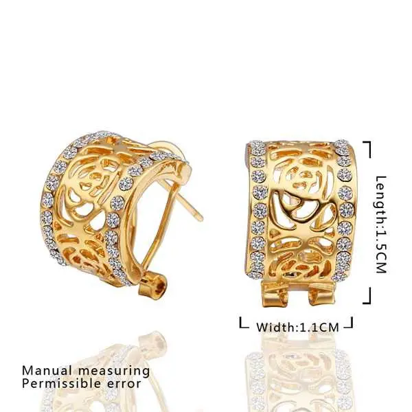 18K Gp Gold Plated Jewelry Earring Nickel Free Copper Rhinestone Crystal Earrings Smtpe49 1