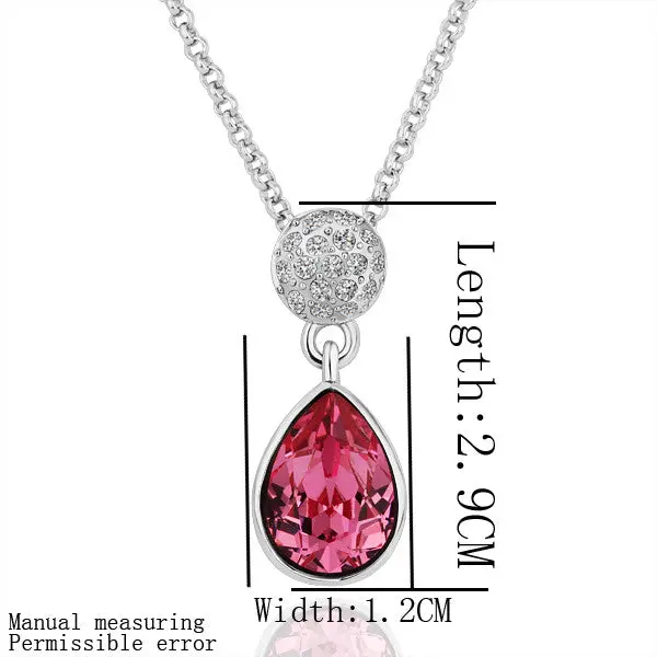 18K Gp Gold Plated Jewelry Necklace Fine Red Rhinestone Crystal Nickel Free Pendant Necklace Smtpn192 1