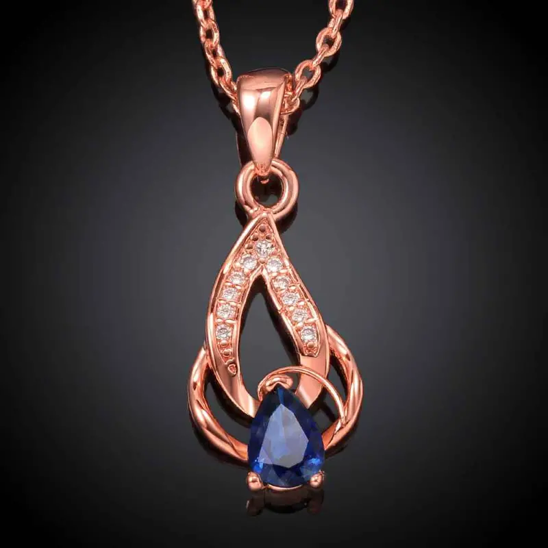 18K Gp Zircon Blue Rock Torch Chunky Necklace Collares Pendantsskgn 53 2