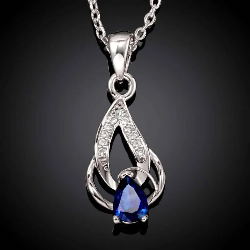 18K Gp Zircon Blue Rock Torch Chunky Necklace Collares Pendantsskgn 53 3