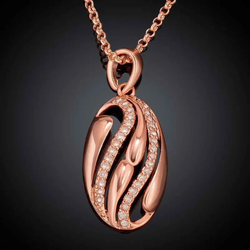 18K Gp Zircon Colares Two Line Chunky Necklace Collares Pendantsskgn 42 1