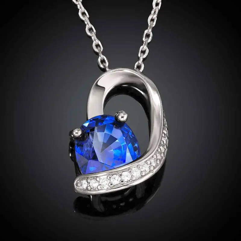 18K Gp Zircon Party Sapphire Jewelry Chunky Necklace Collares Pendantsskgn 5 3
