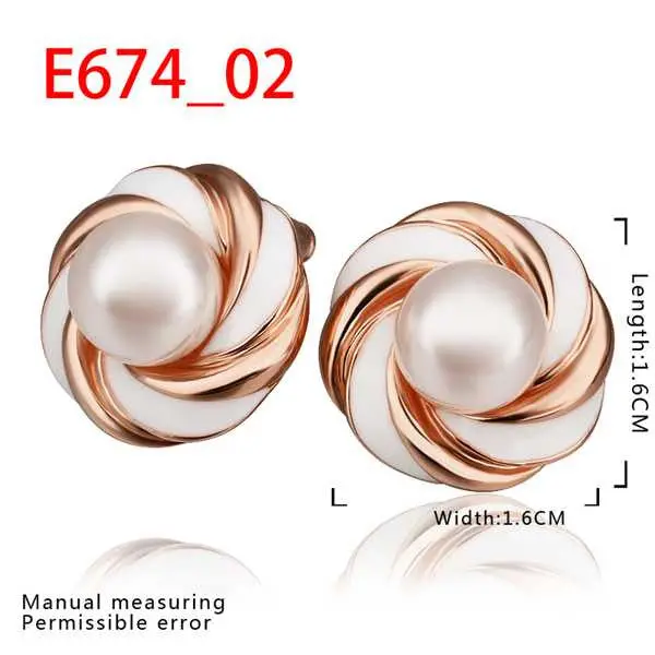 18K Real Gold Plated Earings Beads Golden Rose Stud Earrings Ear Cuff Wedding  82 1