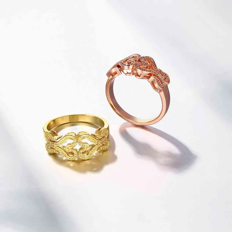 18K Real Gold Plated Engagement Ring Heart Is Connected Anillos Hand Madeball Skgr 91 4