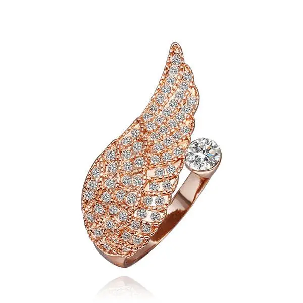 18K Real Gold Plated Engagement Ring Wing Colorful Men Ring Collier Plastron Femme199 3