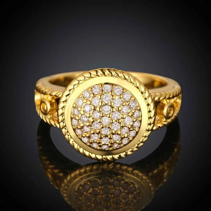 18K Real Gold Plated Engagement Rings Big Button Anillos Bear Jewelry Display Skgr 44 1