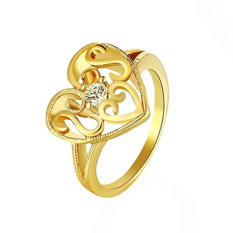 18K Real Gold Plated Ring Insets Love Anel Hand Madeball 1