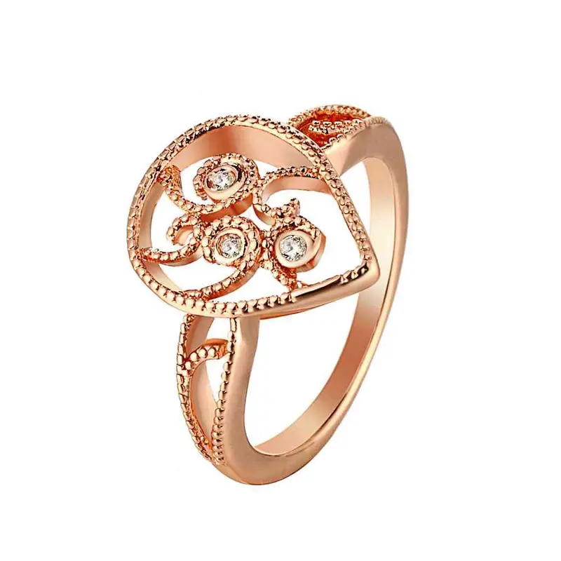18K Real Gold Plated Ring Insets Love Anel Hand Madeball 3