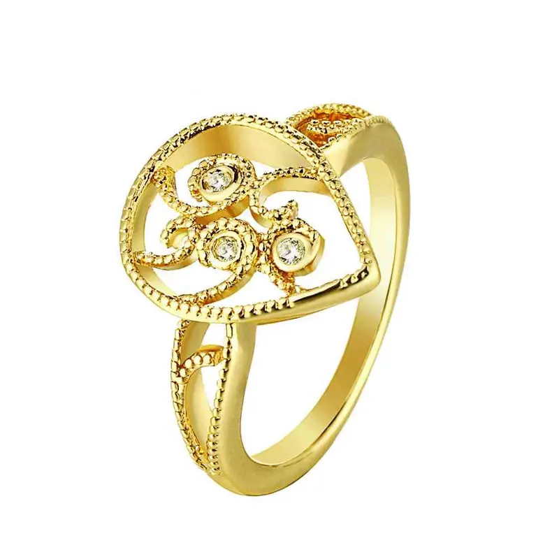 18K Real Gold Plated Ring Insets Love Anel Hand Madeball 4