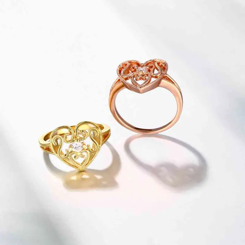 18K Real Gold Plated Ring Insets Love Anel Hand Madeball 6