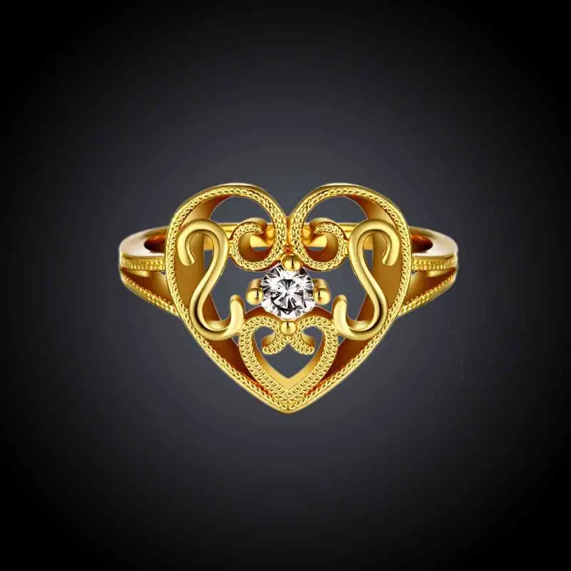 18K Real Gold Plated Ring Insets Love Anel Hand Madeball 8