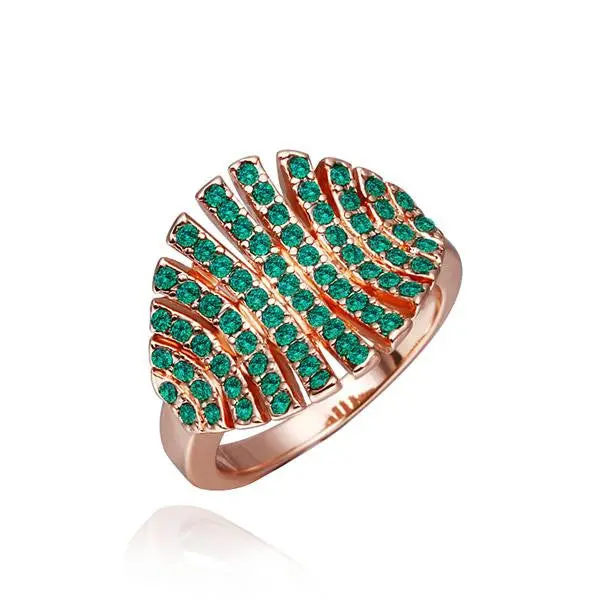 18K Real Gold Plated Wedding Ring Blue Leaves Anel Joyas26 1