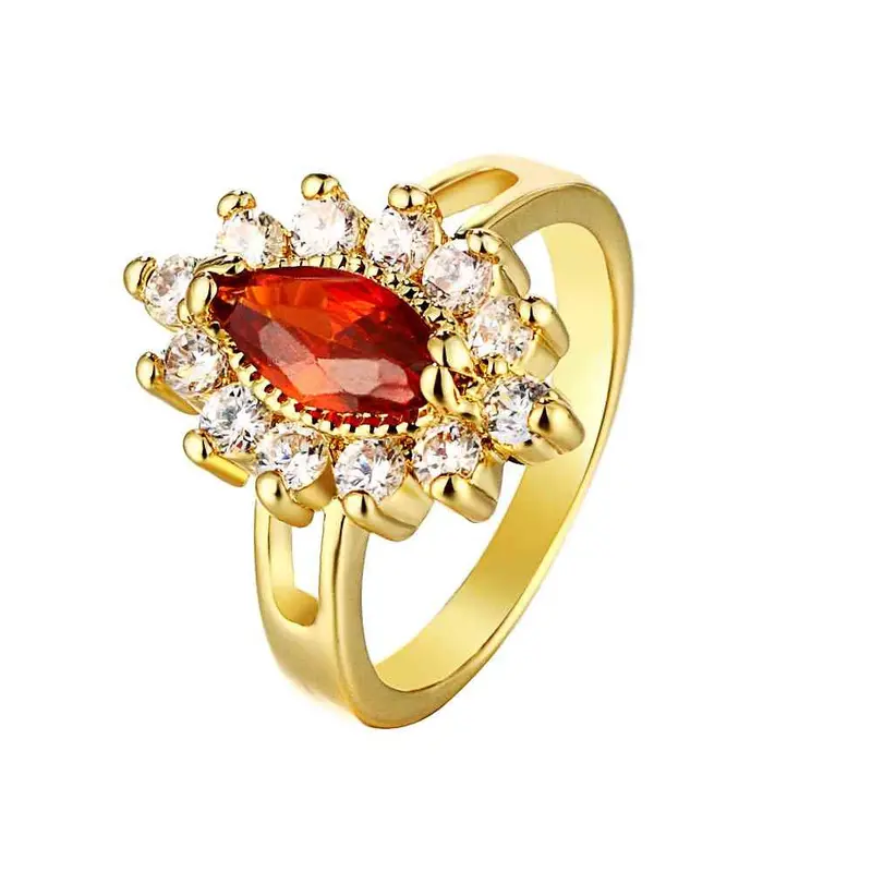 18K Real Gold Plated Wedding Ring Sunflower Anel De Ouro Jewellery191 3