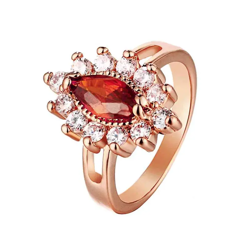 18K Real Gold Plated Wedding Ring Sunflower Anel De Ouro Jewellery191 4