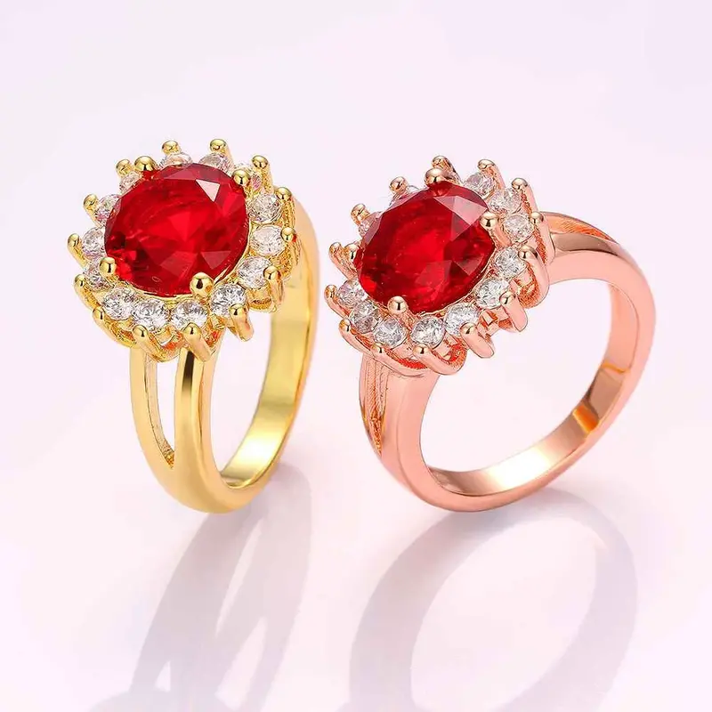 18K Real Gold Plated Wedding Ring Sunflower Anel De Ouro Jewellery191 4