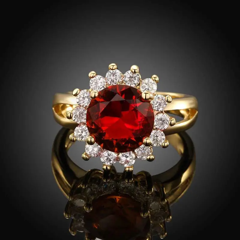 18K Real Gold Plated Wedding Ring Sunflower Anel De Ouro Jewellery191 5