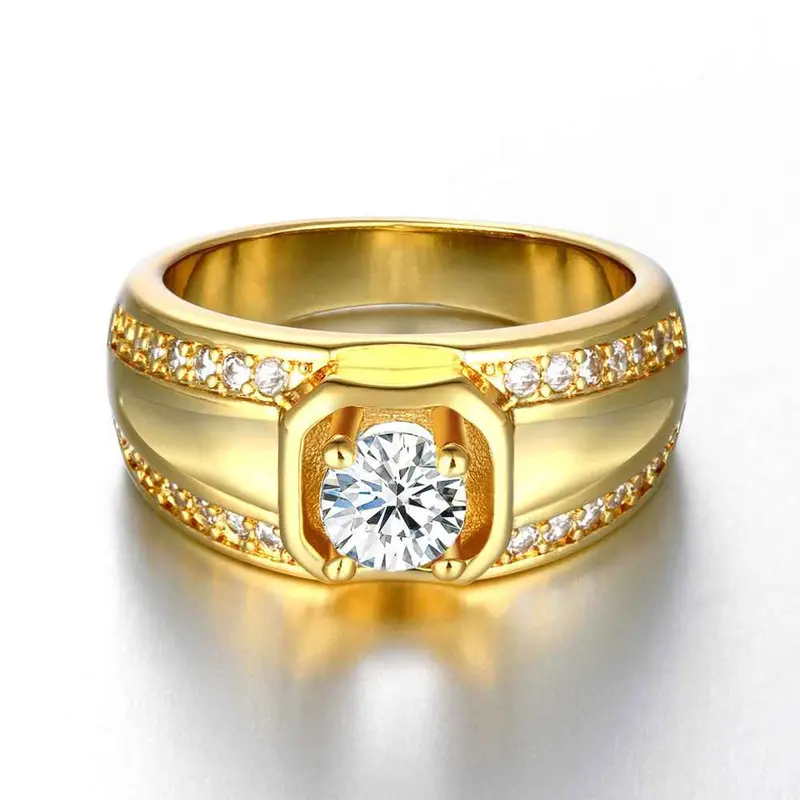 18K Real Gold Plated Wedding Ring Through Stone Men Ring Sport Skgr128 1