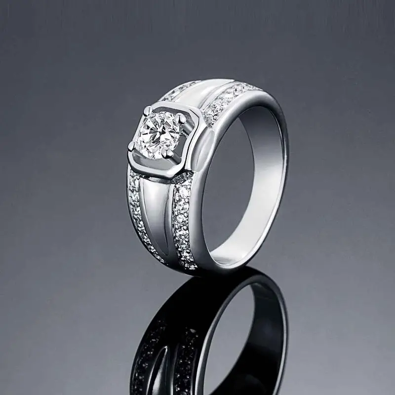 18K Real Gold Plated Wedding Ring Through Stone Men Ring Sport Skgr128 3