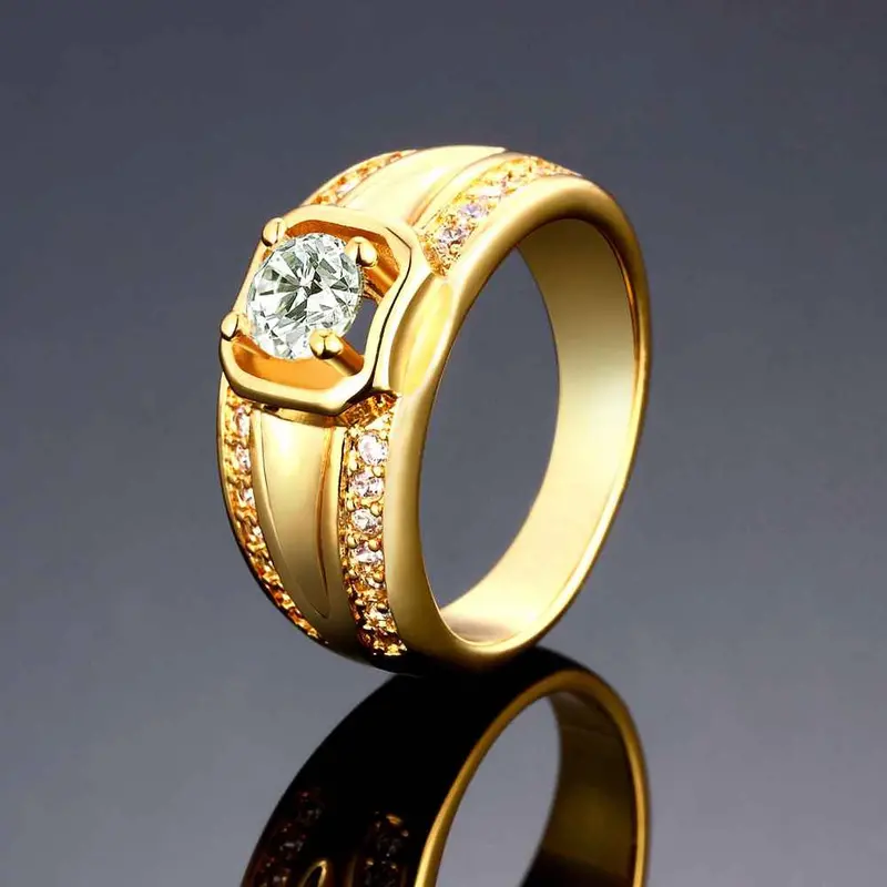 18K Real Gold Plated Wedding Ring Through Stone Men Ring Sport Skgr128 5