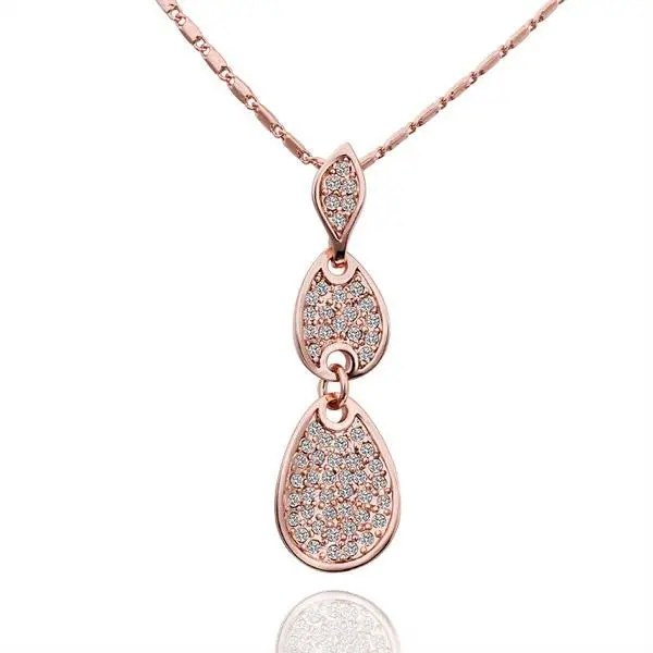 18K Real Gold Plated Women Necklace Binaural Flower Gros Collier Femme Gift For Her238 2