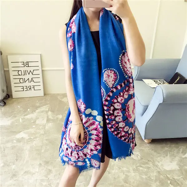 190Cm*90Cm Women Scarves Necklace Printed Soft Long Wraps Shawl Scarves Cotton Scarf Shawls 1