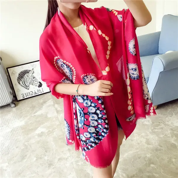 190Cm*90Cm Women Scarves Necklace Printed Soft Long Wraps Shawl Scarves Cotton Scarf Shawls 3