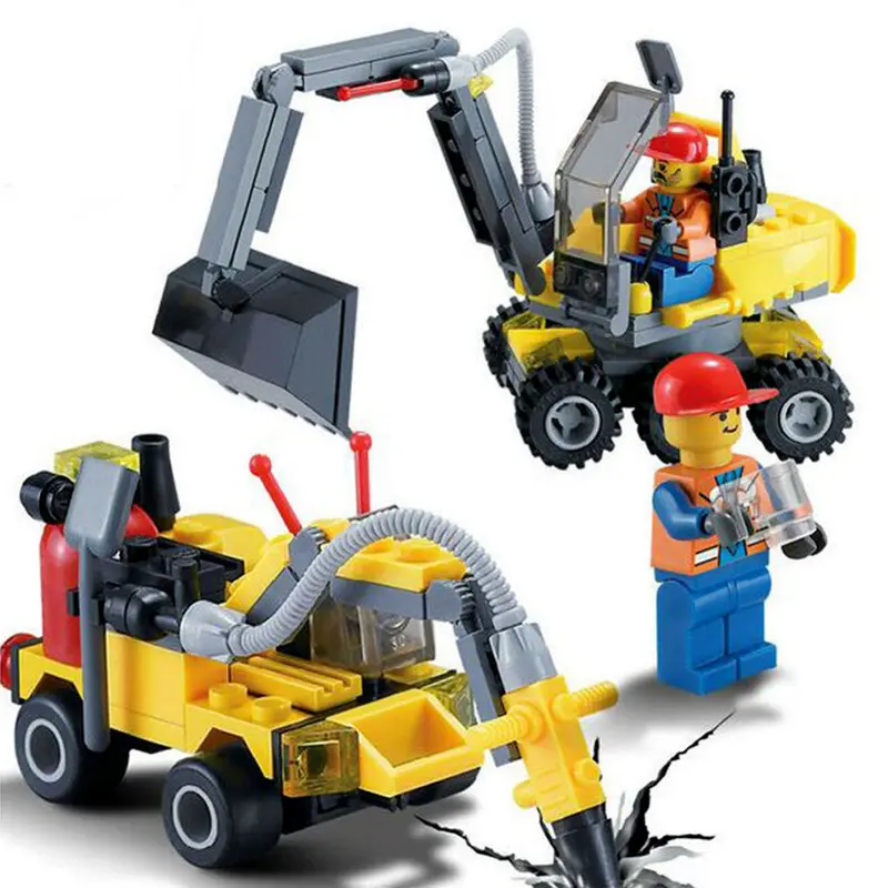 196Pcs Building Blocks City Engineering Team Assemble Diy Toy Excavator Small Particles Early Educational Toy For Kids Children 1