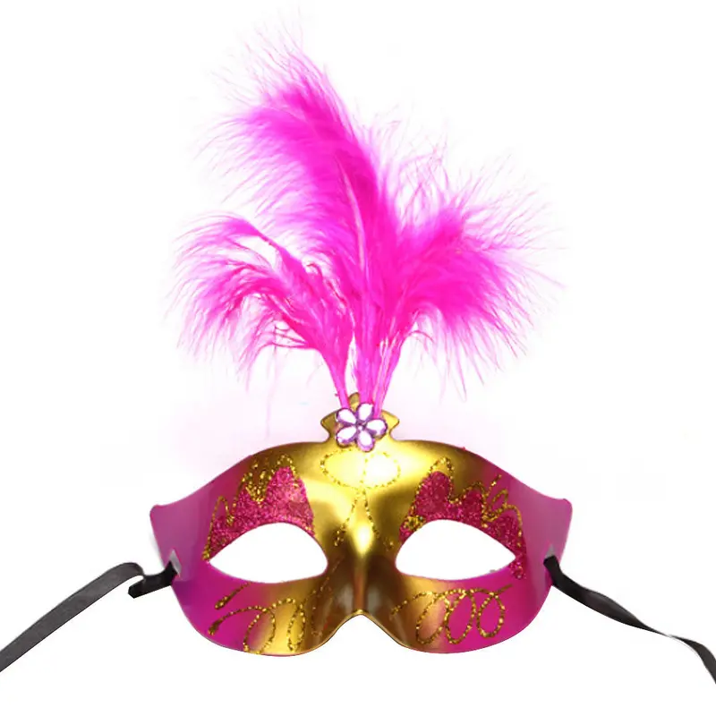 1X Charming Multi-Colored Halloween Sexy Adult Feather Plastic Mask Lovely Luminous Christmas Party Feather Mask 1