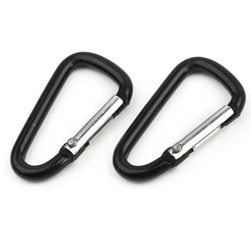 2/5/10Pcs D Shape Key Ring Chain Black Aluminum Alloy Carabiner Snap Clip Backpack Hooks Keychain 3