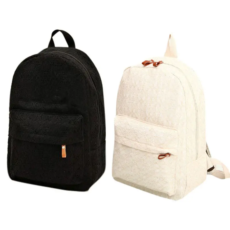 2 Color Cute Korean Style Double-Shoulder Lace Book Bags Fashion Girls Women Student Canvas Schoolbags 1