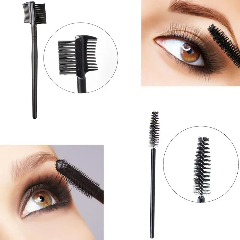 2 Pcs Professional Single-Head Screw Eyelash Brush+Double Eyebrow Comb Brushes Makeup Cleaning Tools 1