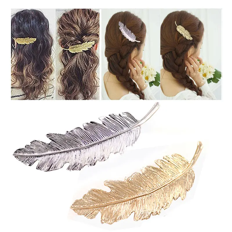 2 Pcs Women Girls Leaf Hair Pins Clip Hair Claw Barrettes Accessories 1