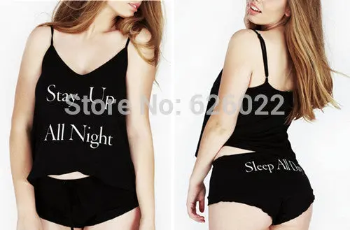 2 Piece Set Sexy Lady Alphabet Sling Vest + Purfle Pants Modal Sets Pjamas Home Clothes Suit Pajama Lounge 4