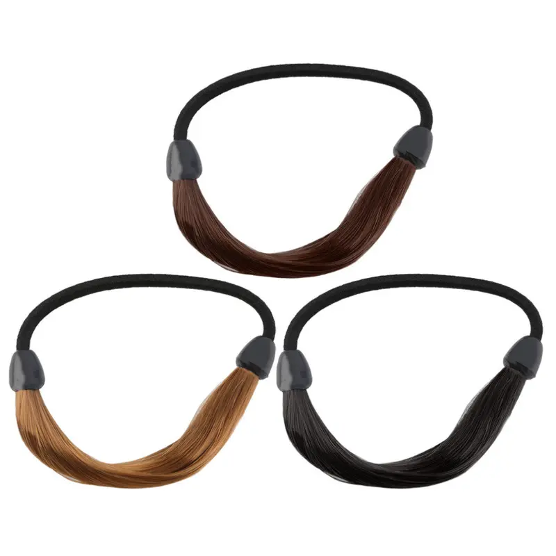 2 Piecesstraightbraid Wig Elastic Hair Band Rope Scrunchie Ponytail Holder 2
