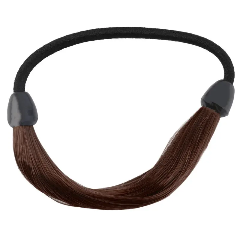 2 Piecesstraightbraid Wig Elastic Hair Band Rope Scrunchie Ponytail Holder 3