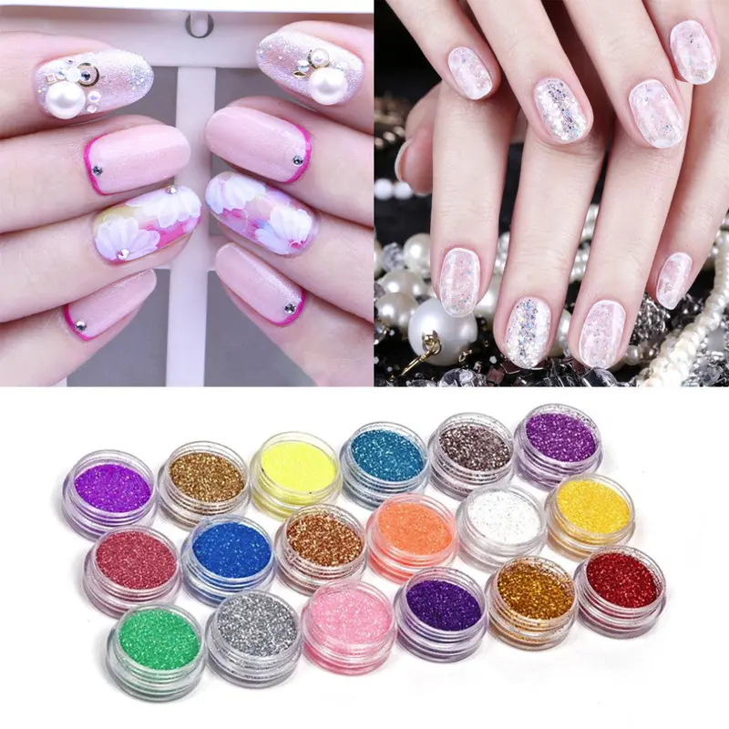2 Sets 18Colors Nail Art Acrylic Glitter Nail Art Tool Kit Acrylic Uv Powder Dust Gem Polish Nail Tools Nail Art Tip Decoration 1