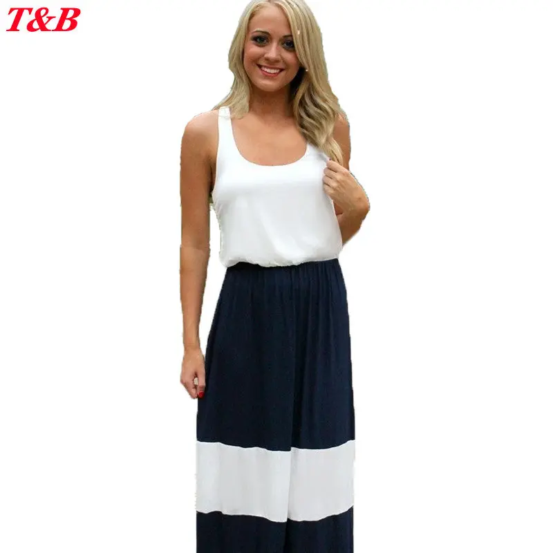 2 Styles Cotton Casual Maxi Dress Plus Size Beach Boho Dress Color Contrast Striped Floor-Length Long Dress For Women 4