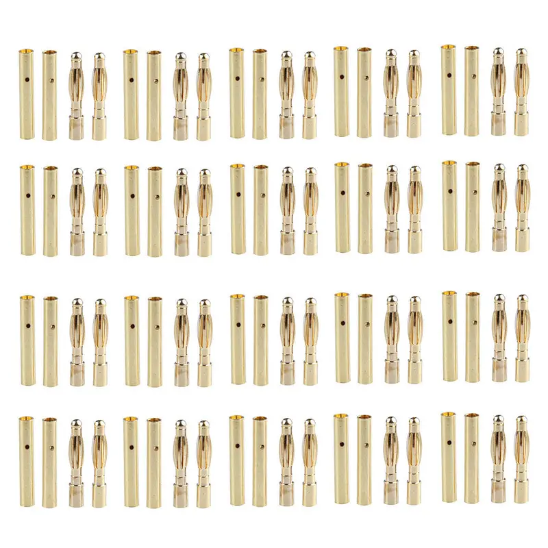 20 Pairs 2Mm Bullet Banana Plug Connector For Rc Battery Gold Plated 1