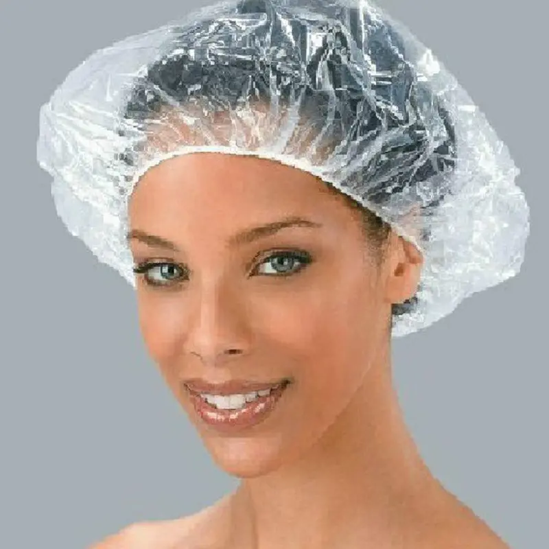 20 Pcs Hair Salon Disposable Clear Spa Home Shower Bathing Elastic Transparent Cap 1