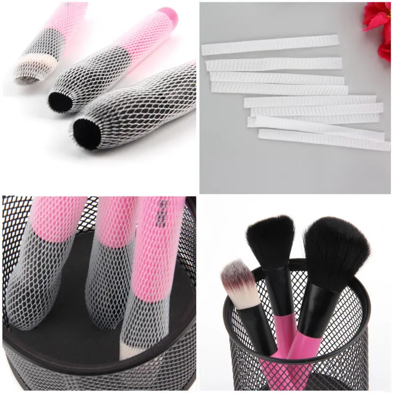 20 Pcswhite Make Up Cosmetic Brushes Guards Most Mesh Protectors Cover Sheath Net Without Brush 1