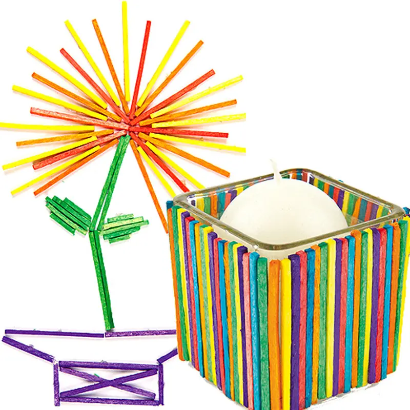 200Pcs Wooden Toys Matchsticks Rainbow Blocks 3D Educational Toy Diy Matchsticks Match Sticks Toy 1