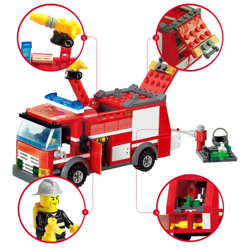 206Pcs Building Block S Diy Toys Fire Engine Truck Toy Model Educational Construction Bricks Intelligent Development Toys 1