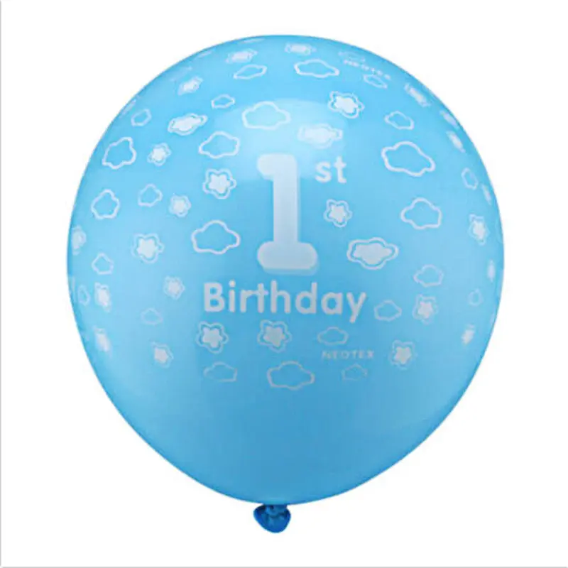 20Pcs Baby 1St First Birthday Balloons Girl Boy Printed Number 1 Ballons Pink Blue 1