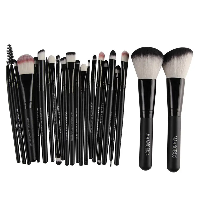 20Pcs Black Makeup Brushes Pressional + 2Pcs Big Powder Blush Foundation Make Up Brush Pincel Ta De Maquiagem 1