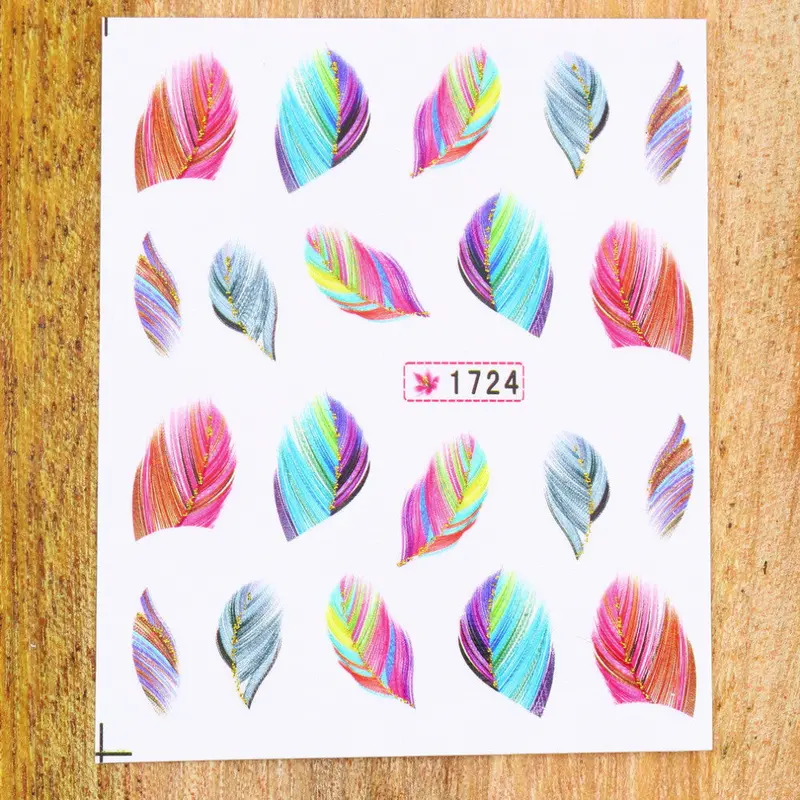 20Pcs Colorful Beauty Feather Nail Art Decal Water Transfer Stickersnail Art Tips Decoration Forgirl 2