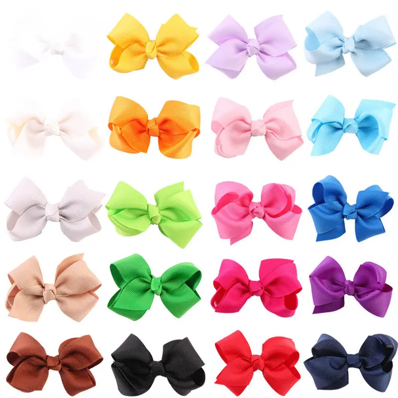 20Pcs Grosgrain Ribbon Boutique Large Solid Bows Hair Clip For Girls Baby Hairpins Kids Hair Accessories 1