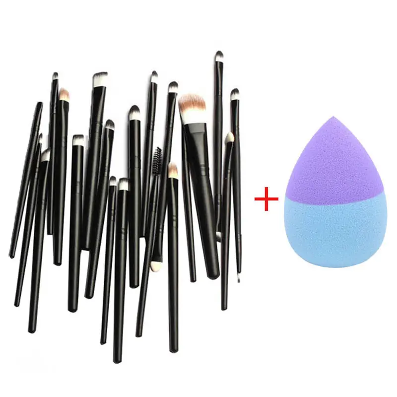 20Pcs Makeup Brushes Powder Foundation Eyeshadow Eyeliner Lip Cosmetic Brushes Dotting Cosmetic Tools Brush + Sponge 1