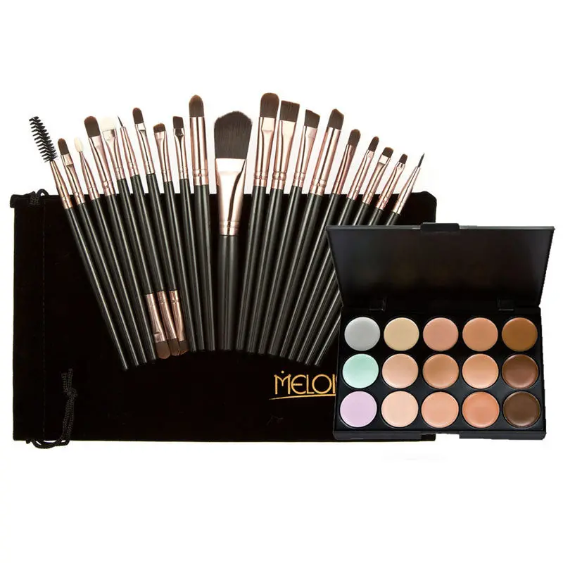 20Pcs Pressional Makeup Brush +Foundation Make Up 15 Colors Contour Face Cream Makeup Concealer Palette + Bag 1