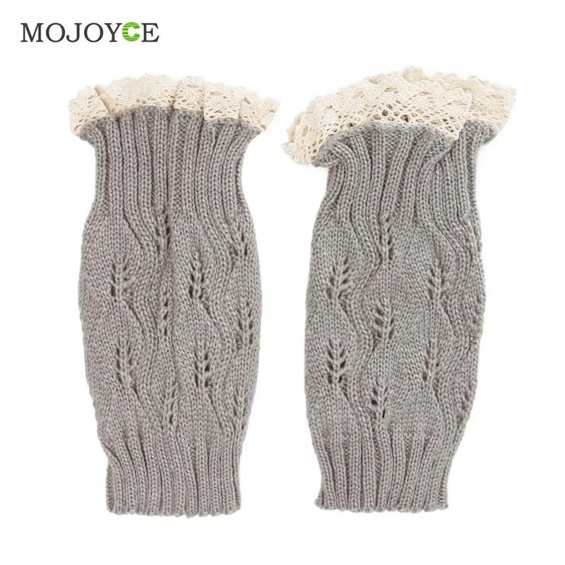 22-25Cm Lace Knee High Boot Short Knitting Boots With Button Women Warm Leg Knitted Crochet Long Warm Warmers 3