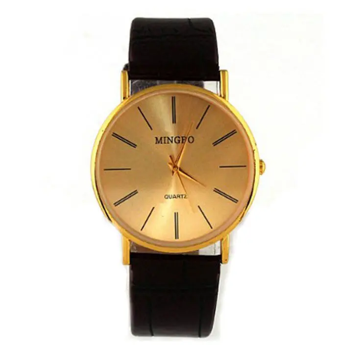 24 Cm Luxury Golden Gentle Men Man Leather Band Watch Quartz Wrist Watches Teast 1